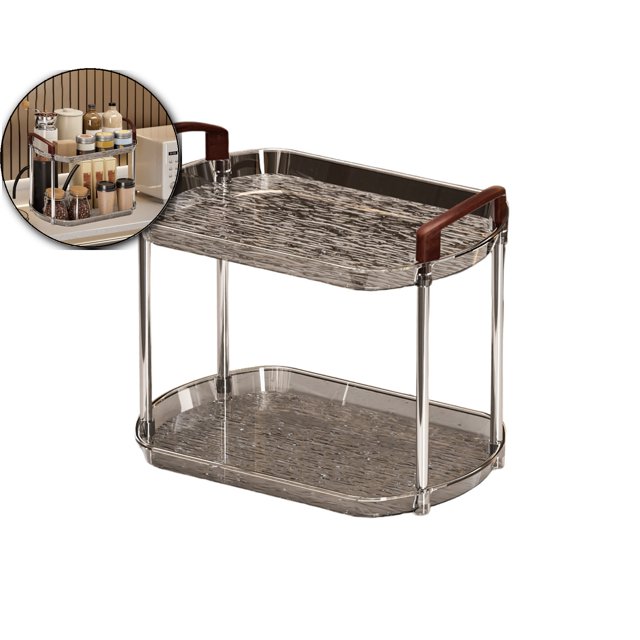 Dvruxg Clear Plastic 2-Tier Bathroom Vanity Organizer, Desktop Cosmetic Display Shelf