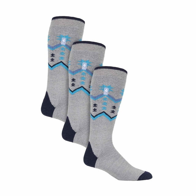 3 Pairs Ultra Lite Mens Ski Socks | Heat Holders | Funky Patterned Striped Knee High Socks