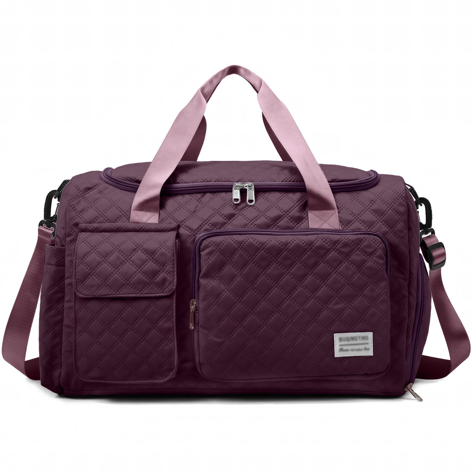 DAKIMOE Travel Duffle Bag for Women Large Weekender Bags Carry on Gym Duffel Bag with Wet Pocket/Shoe Compartment Waterproof Overnight Tote for Plane Hospital Sports Yoga Business Trips, Dried Rose
