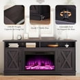 thumbnail image 6 of Merluxy 63" TV Stand with 26" Fireplace, 63" Entertainment Center for TVs up to 73", Dark Walnut & Wood, 6 of 10