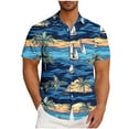 thumbnail image 2 of Cllios Men's Hawaiian Shirts Summer Tropical Print Beach Tops Regular Fit Cuban Collared Short Sleeve T-shirts Oversized Button Down Bowling Shirts S-5XL, 2 of 6