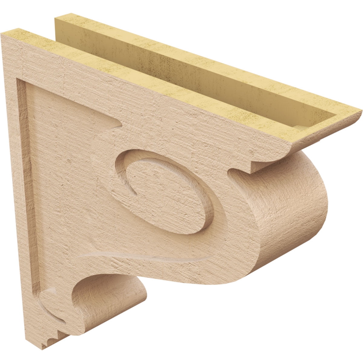 4"W x 16"D x 16"H Thin Scroll Rough Cedar Woodgrain TimberThane Corbel, Primed Tan