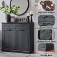 thumbnail image 4 of Aitjunz Double Tilt Out Trash Can Cabinet with Drawer, Wooden Farmhouse Kitchen Cabinet with 20-Gallon Hidden Trash Can Storage, Gray, 4 of 8