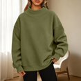 thumbnail image 2 of Gunia Plus Size Neck Women Sweatshirt Long Sleeve Crewneck Sweatshirt Casual Lightweight Pullover Tops Fall Fashion Clothes Army Green S-3Xl, 2 of 4