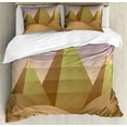 thumbnail image 1 of Vintage Egyptian Duvet Cover Set Queen Size, Pyramids Dune Sand Hills Historic Hallmarks Illustration, Decorative 3 Piece Bedding Set with 2 Pillow Shams, Khaki Grey Pink and Camel, by Ambesonne, 1 of 3