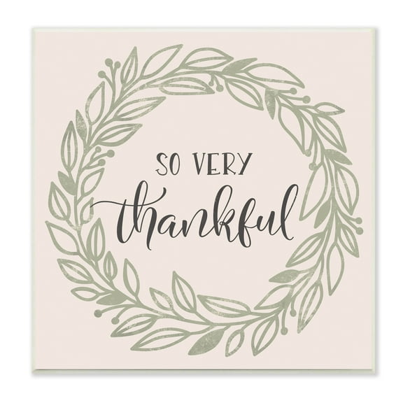 Stupell Industries So Very Thankful Casual Leaf Outline Wreath Graphic Art Unframed Art Print Wall Art, Design by Jennifer Wambach