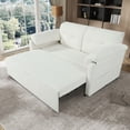 thumbnail image 2 of Convertible Sleeper Sofa, Queen Size Pull-Out Sofa Bed, 3-in-1 Chenille Loveseat with Side Storage & Casters for Living Room, Apartment, Beige, 2 of 11