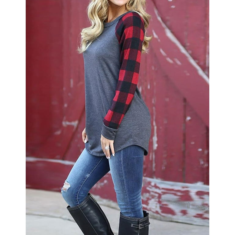 Plaid Stitching Casual Sweater Plaid Stitching Casual Sweater