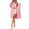 thumbnail image 2 of INSPIRE CHIC Women's Bath Robe Terry Towels Body Wearable Button Down Short Sleeve Cover Up Beach Shower Bathrobe 2XL Pink, 2 of 6