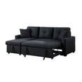 thumbnail image 2 of Benjara Ady 81 Inch Linen Sleeper Sectional Sofa, Reversible Storage Chaise, Black-Color:Black,Material:Linen, 2 of 5