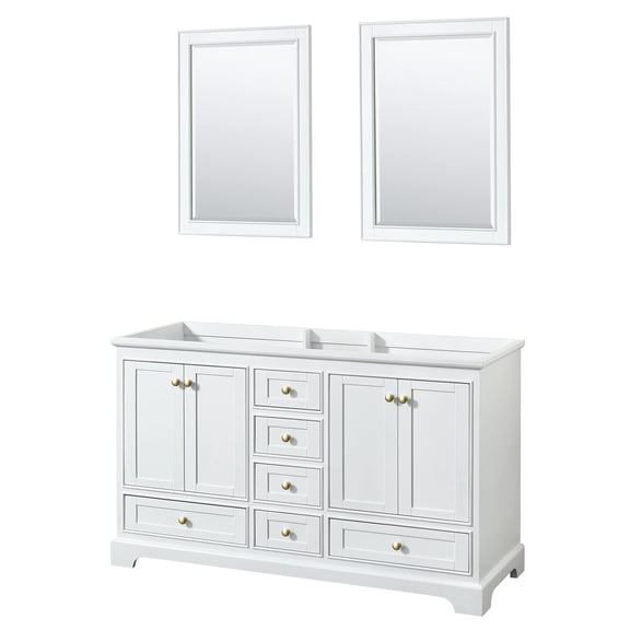 Wyndham Collection Deborah 60" Plywood Double Bathroom Vanity in Gold/White