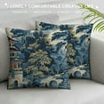 thumbnail image 3 of Shiartex  Oriental Ancient China Garden Farmhouse Sofa Pillowcase Chinoiserie Asian Blue Pagoda White Cushion Cover Chinoiserie Style Throw Pillowcase with Zipper for Chair Sofa, 3 of 5