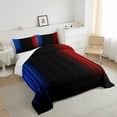 thumbnail image 4 of Geometric Abstract Ombre Women Comforter Set Teens Blue Red and Black Striped Bedding Set Decor Modern Fashion Comforter Bedroom Collection 2Pcs Twin Size, 4 of 6