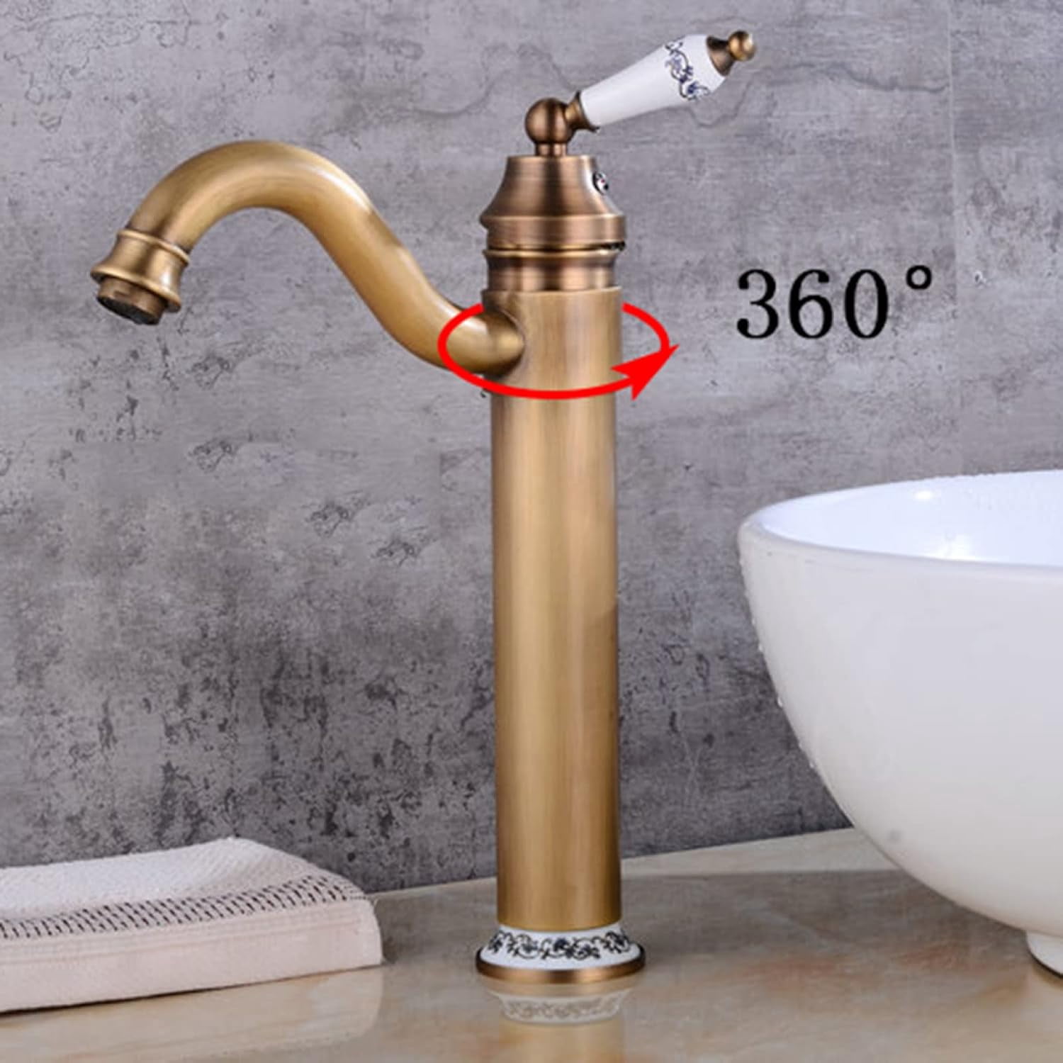 Vintage Bathroom Faucet, 360° Swivel Bathroom Vanity Faucet, Cold Hot Mixer Vintage Vanity Tap, Bathroom Sink Faucet Single Handle, Black