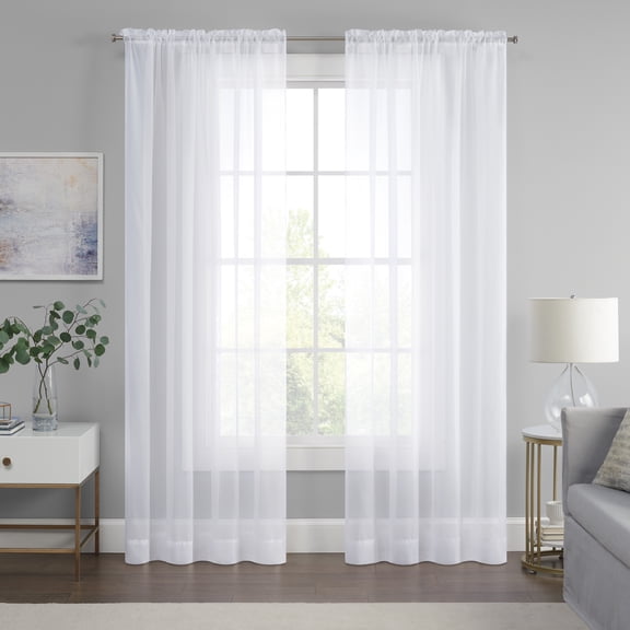 Eclipse Livia Sheer Rod Pocket 59 x 84 Curtain Panel in White