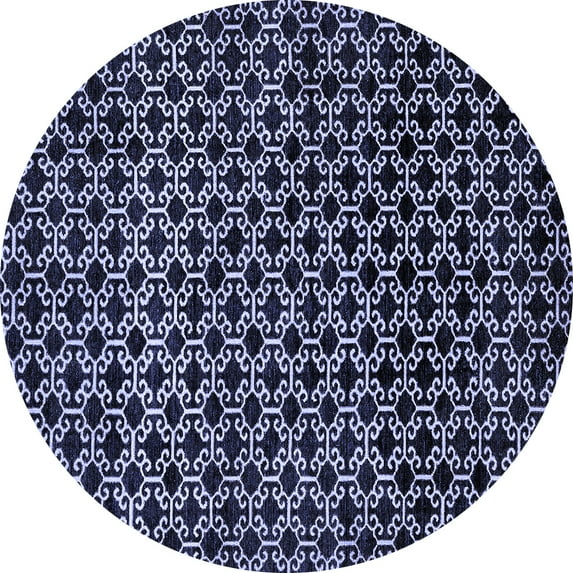 Ahgly Company Indoor Round Abstract Blue Modern Area Rugs, 7' Round