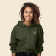 thumbnail image 3 of Dalix Smile Face Embroidered Fleece Cropped Hoodie Cold Fall Winter Women in Military Green L Large, 3 of 5