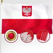DANF Embroidered Poland Ensign Polish Flag 3x5 ft Outdoor, Double Sided Heavy Duty 210D Nylon Polish National Country Flags