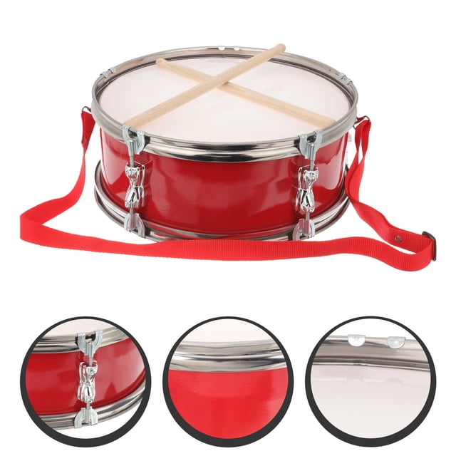 OULII Red Snare Drum for Enthusiast Percussion Playing and Musical Skill Building