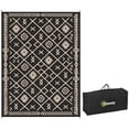 thumbnail image 2 of Outsunny Outdoor Patio Rug, Large Camping Carpet with Carrying Bag, 9' x 12' Waterproof Plastic Straw, Reversible, Black & Beige Rhombus, 2 of 8