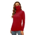 thumbnail image 4 of Blouse à Col Roulé Manches Longues Décontractée Grande Taille pour Femmes Automne Hiver Chandail Fin T-Shirt Col Montant Basique, 4 of 6