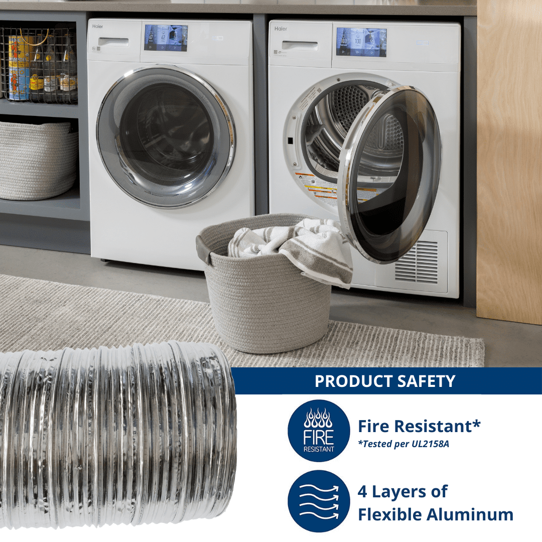 GE Appliances 4" x 8' Flexible Metal Dryer Duct, WX08X10086, UL Listed