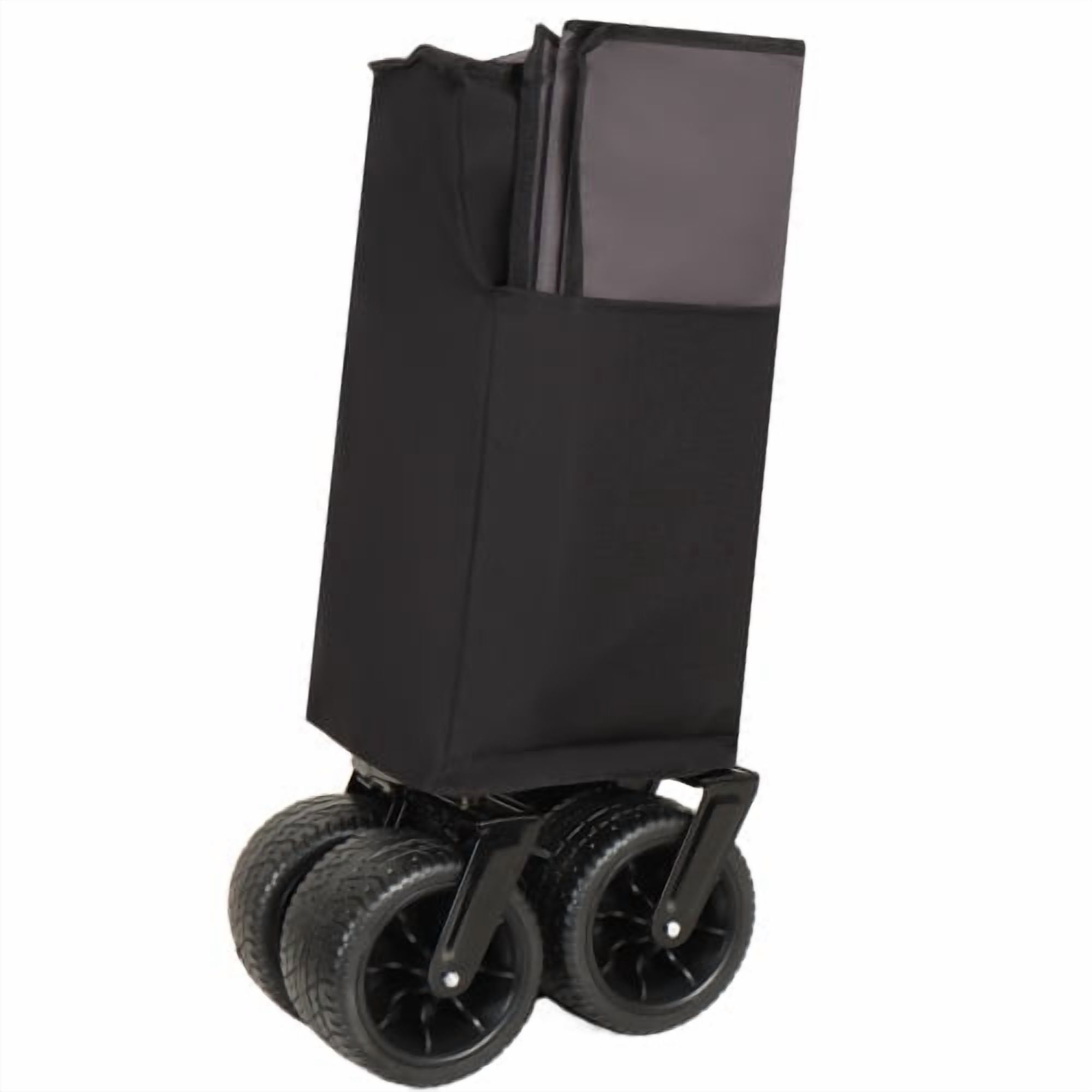 Multi-Functional Push-Pull Folding Wagon Cart with Rotating Handle & 360° All-Terrain Wheels – Heavy-Duty, Adjustable Design, Large Capacity for Transport, Groceries, and Outdoor Use, Khaki- Gray