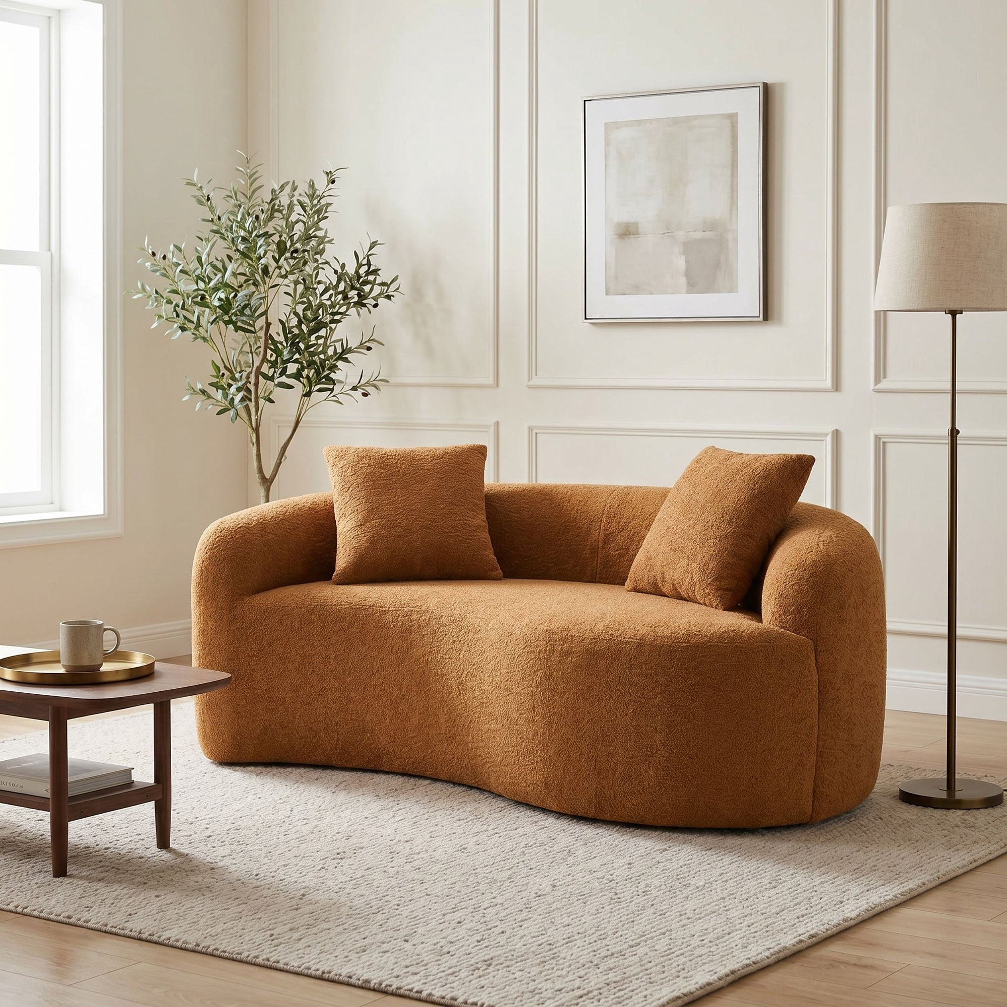 Sailvan S-Curved Chenille Sofa Loveseat, Dual-Depth, No Assembly, Compact for Small Spaces