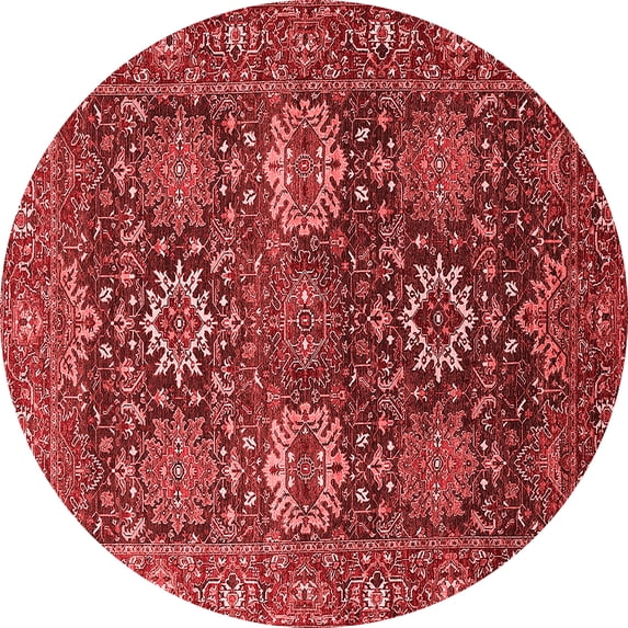 Ahgly Company Indoor Round Oriental Red Industrial Area Rugs, 5' Round