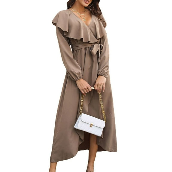 Women's dress, Polyester, Dark Khaki, XL