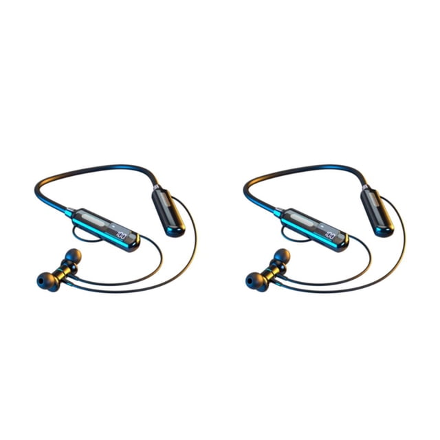 tamizeot Earphone Wireless Bluetooth-compatible 5.3 Stereo Neck Hanging Smart Digital Step Counter Rechargeable Sports Headset Type 2 2Set
