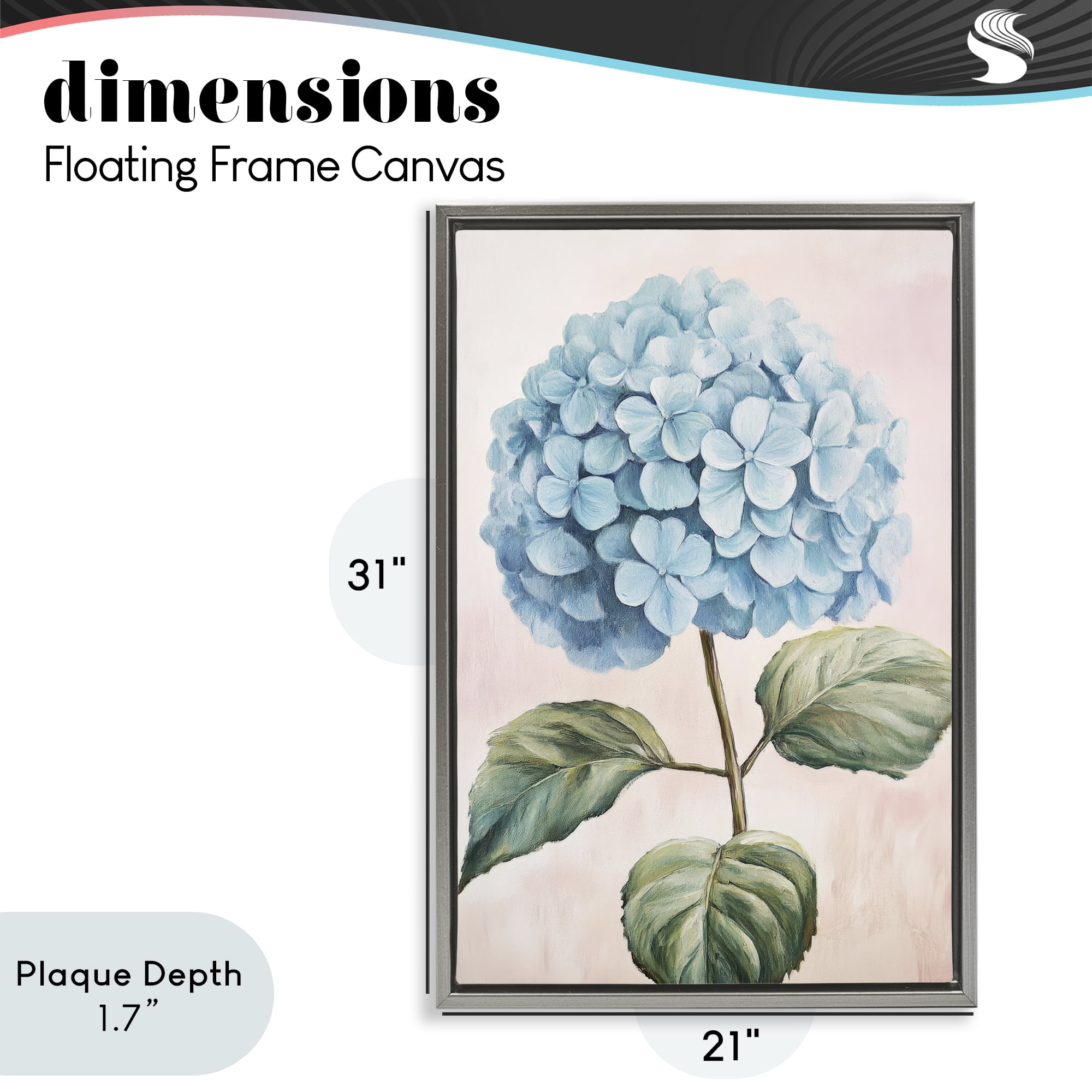 Stupell Industries Delicate Baby Blue Hydrangea Gray Framed Floater Canvas Wall Art, design by Petal Prints Design