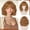 Warm Brown, variant on Womens Short Wavy Auburn Wig 12 Inch Dark Ginger Bob Wig with Bangs Curly Shoulder Length Synthetic Hair Wigs for Girls Party