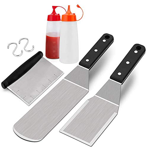 HaSteeL Metal Spatula Set of 4 Stainless Steel Griddle Spatula Tools Set with 