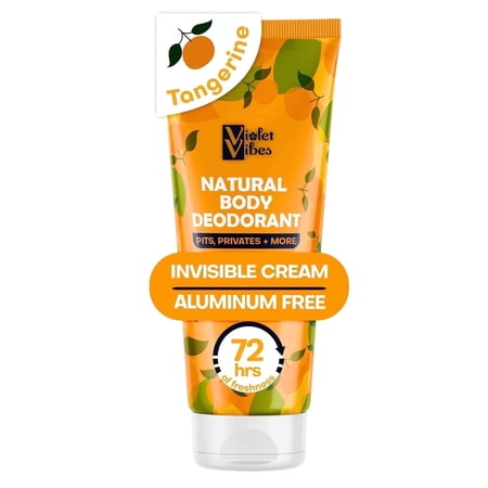 Violet Vibes Whole Body Women’s Deodorant, Invisible Cream, Aluminum Free, Tangerine, 3.4 fl oz Tube