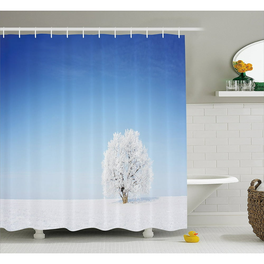 Winter Decorations Shower Curtain by , Alone Winter Life of Tree in