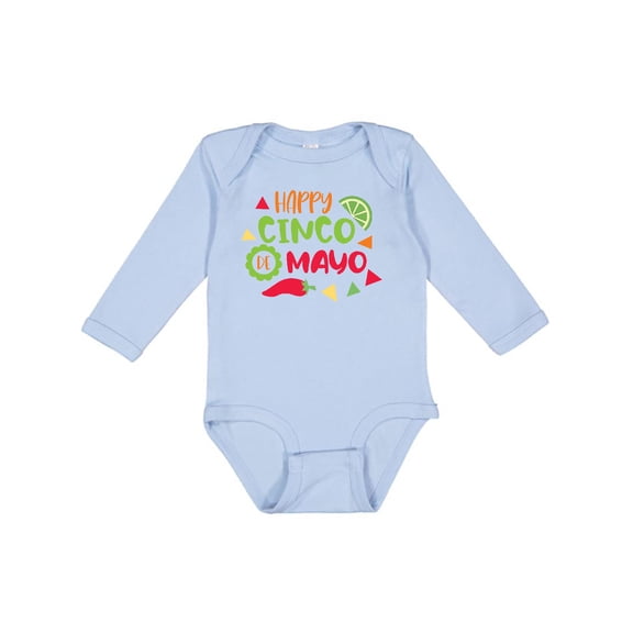 Inktastic Happy Cinco De Mayo with Lime and Red Pepper Boys or Girls Long Sleeve Baby Bodysuit
