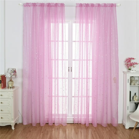 Sheer Curtains Little Star Print Window Screen Curtains For Living