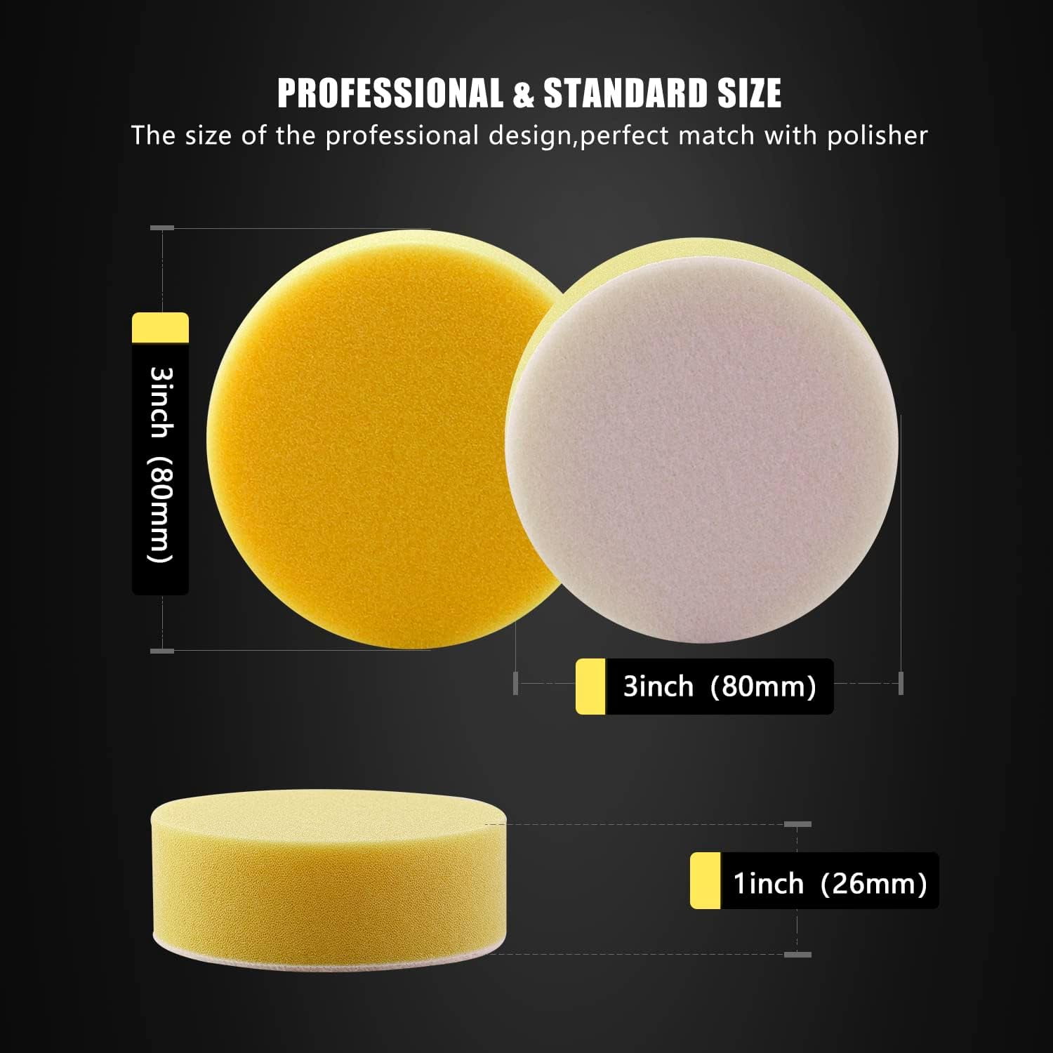 3''(80mm) Drill Polishing Kit, 22Pcs Car Polishing Foam Buffing Pads for Drill, Detail Polishing Kit Wool Pads Wax Buffer Polisher Attachment with M14 Thread Backing pad Adapters