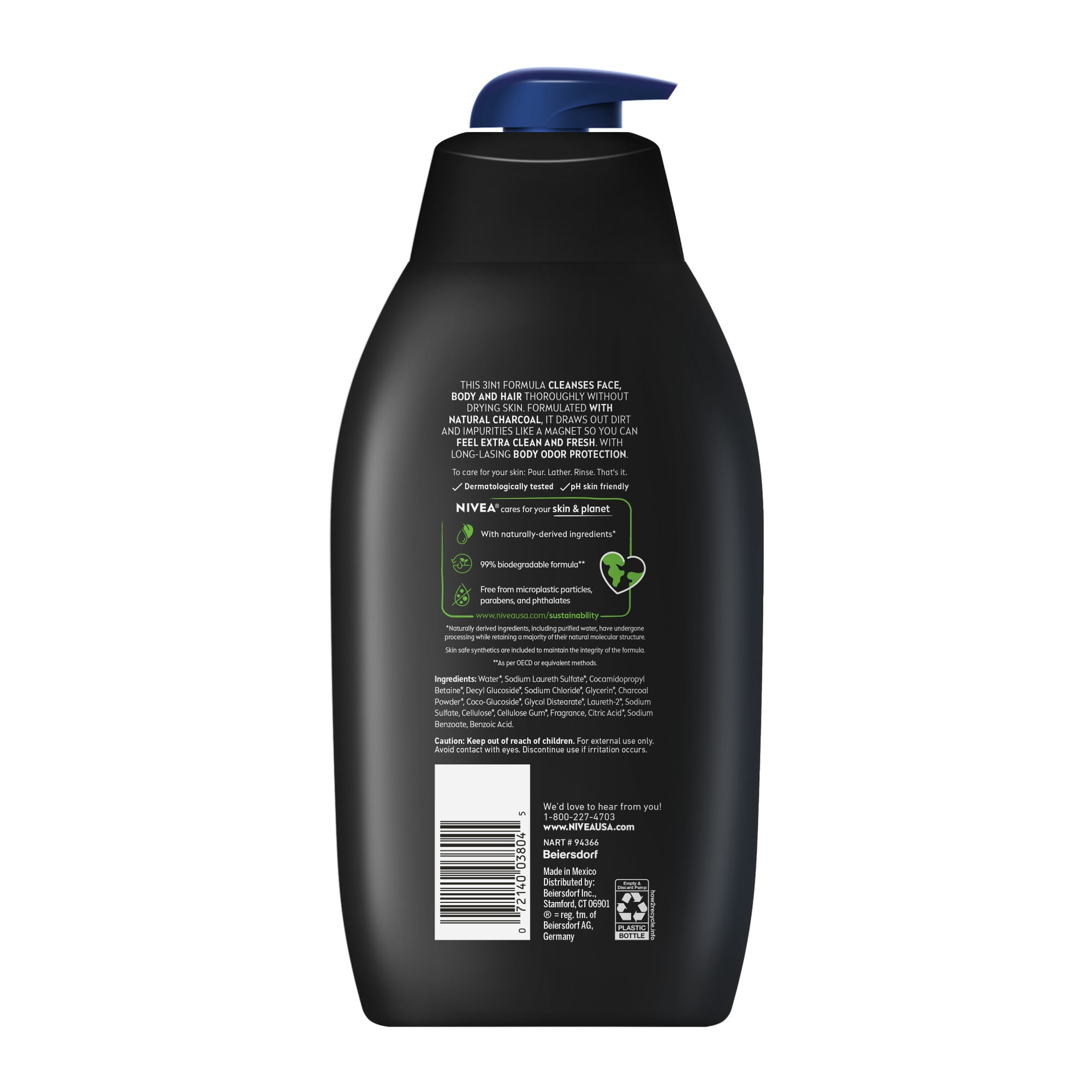 NIVEA MEN Active Clean 3-in-1 Men's Body Wash with Charcoal NIVEA MEN Active Clean 3-in-1 Men's Body Wash with Charcoal