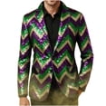 thumbnail image 2 of Ceisia Mardi Gras Sequin Blazer Chevron Pattern Men's Regular Fit Party Jacket Long Sleeve Sparkly Multicolor S Gift, 2 of 5