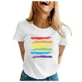 thumbnail image 4 of Women Crew Neck Letter Printed Short Sleeve O Neck T Shirt Top, 4 of 5