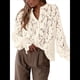 thumbnail image 2 of Blusa Informal Elegante de Encaje para Mujer, Camisa de Larga con Botones, Ropa de Moda para y Otoño Albaricoque S, 2 of 9