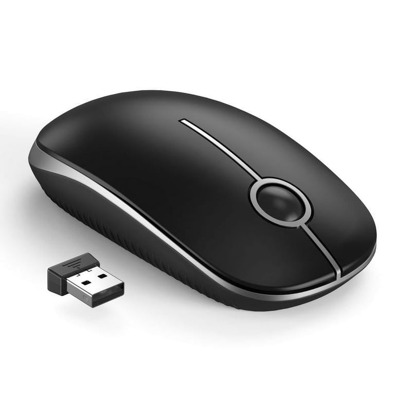 Jelly Comb 2.4G Slim Wireless Mouse with Nano Receiver - Black and