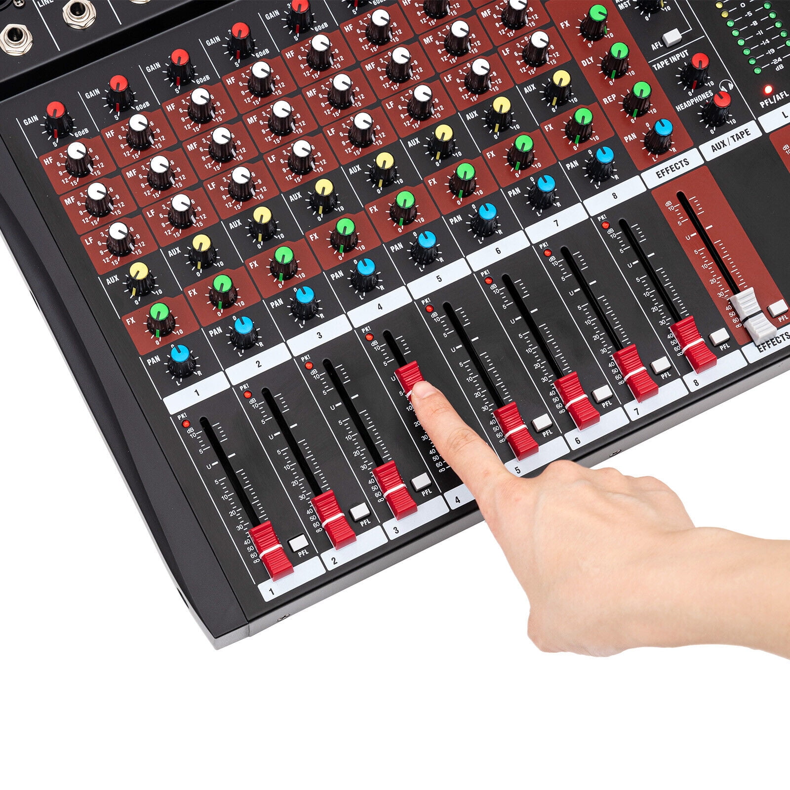 8 Channel Bluetooth Live Studio Audio Mixer with Metal Jacks and USB Drive