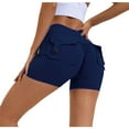 thumbnail image 2 of AXXD Yoga Shorts With Pockets,Yoga Shorts With Pockets for Women,Women Athletic Yoga Casual Stetch Shorts,Solid,High Waist Rise,Butt Lifting,PocketDark Blue,XL, 2 of 3
