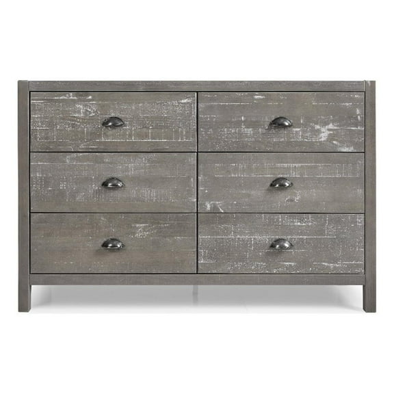 Camaflexi Hampton 51"W Six Drawer Wood Dresser in Granite Gray Finish