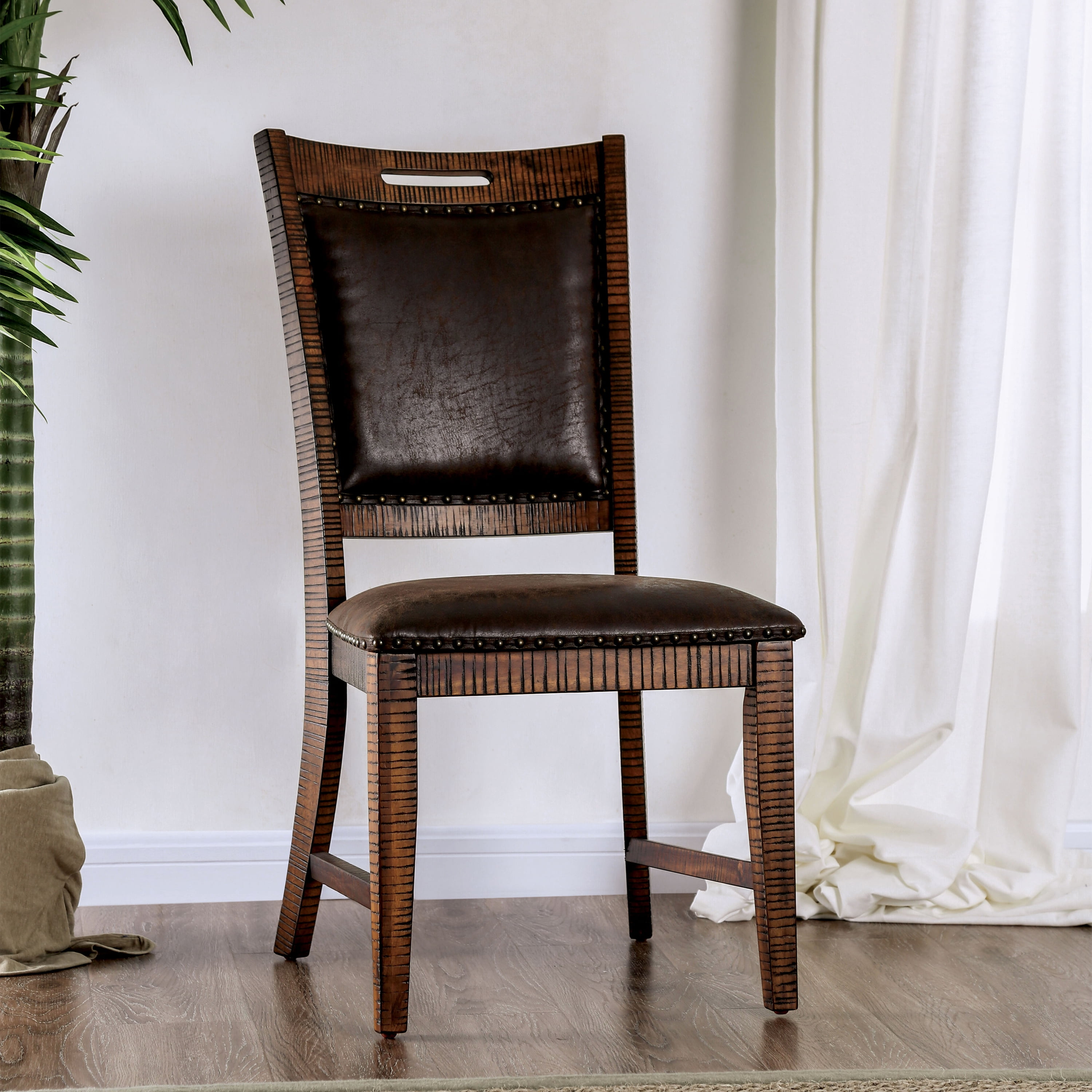 Furniture of America Jaycee Padded Dining Chairs Set of 2, Light