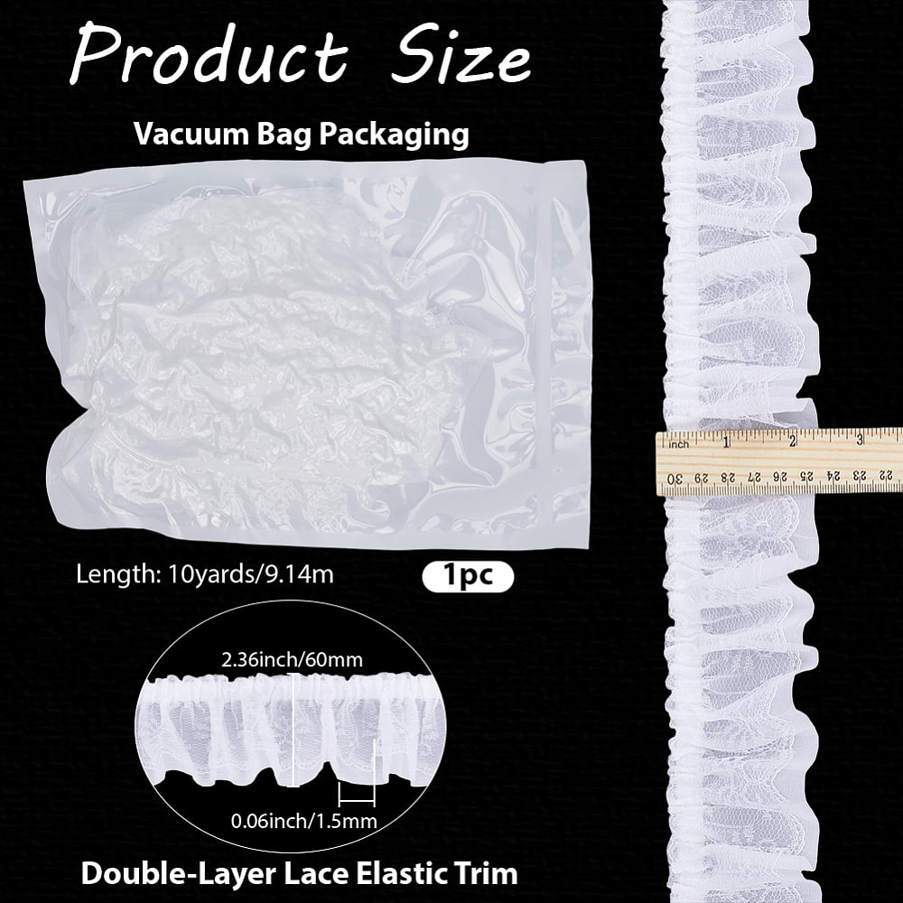 10 Yards Polyester Lace Ribbon Garment Accessories White 2-3/8 inch(60mm)