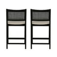 thumbnail image 5 of Powell Bilberry 25" Indoor Low Cane-Back Wood Counter Stool, Set of 2, Black/Beige, 5 of 21